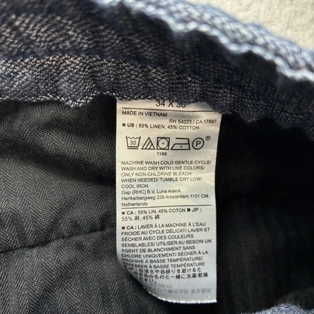 Banana Republic Linen Blend Pants Men 34x34 Blue Mason Athletic Taper Chino